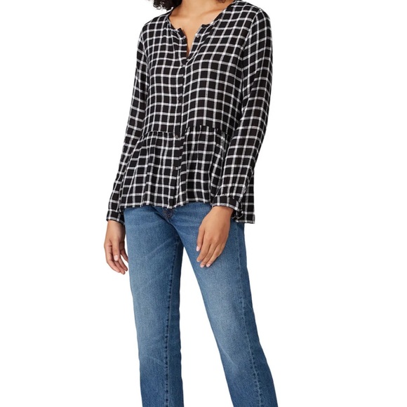 Rails Tops - Rails Celeste Plaid Peplum Top